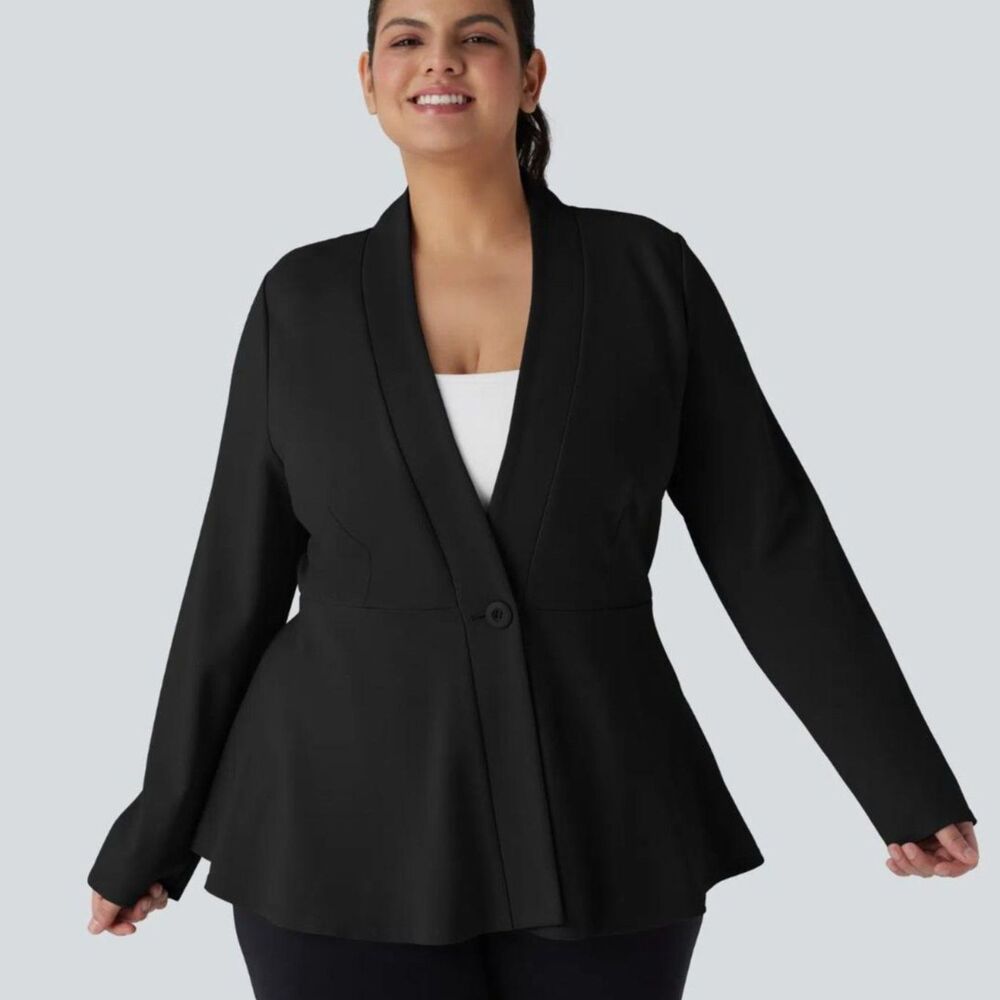 HALARA Plus Size V Neck Long Sleeve Peplum Jacket Blazer, NEW! Size 2X